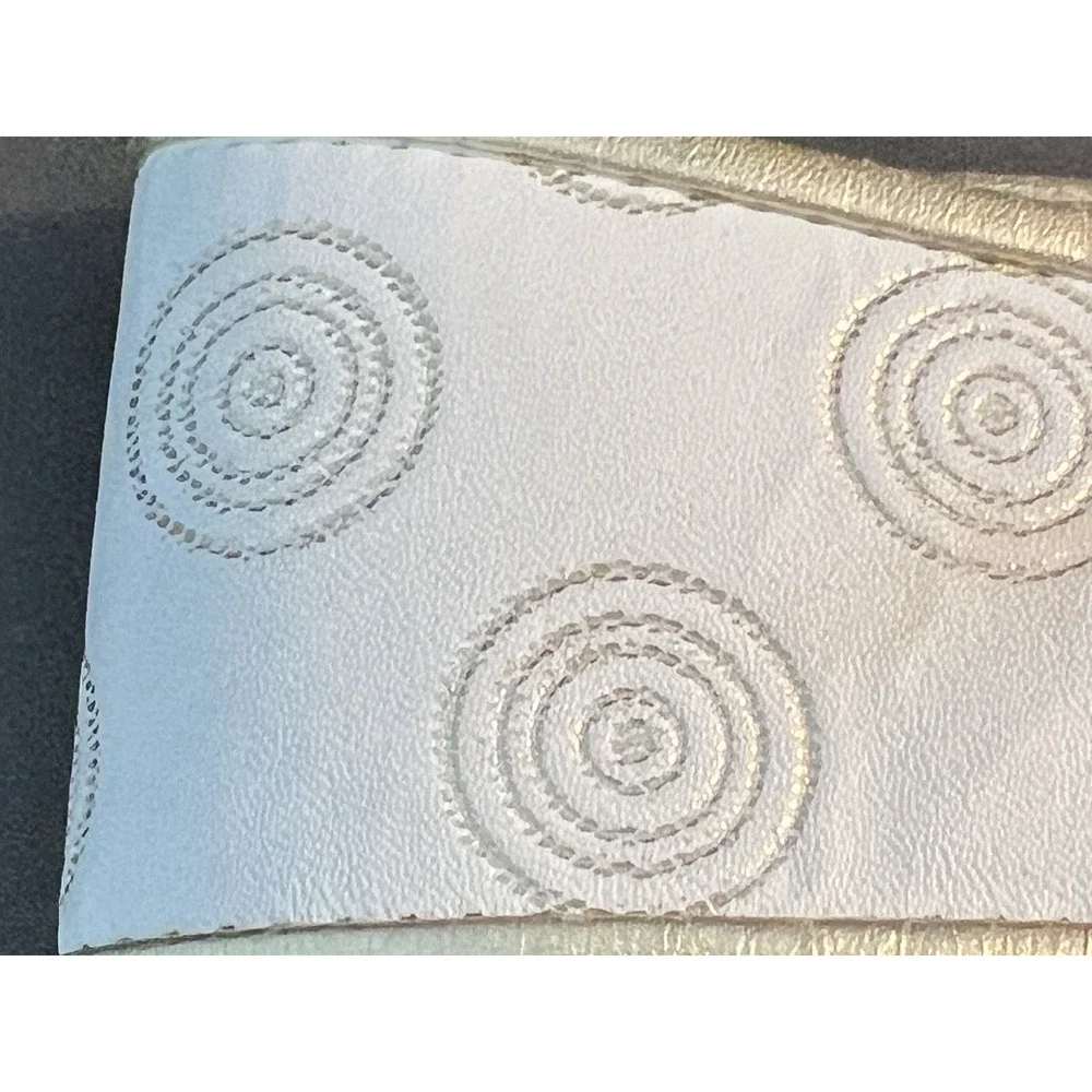 MCM White Leather Wide BELT Gold Tone Studs & Diva Bling Crystal Rhinestones
